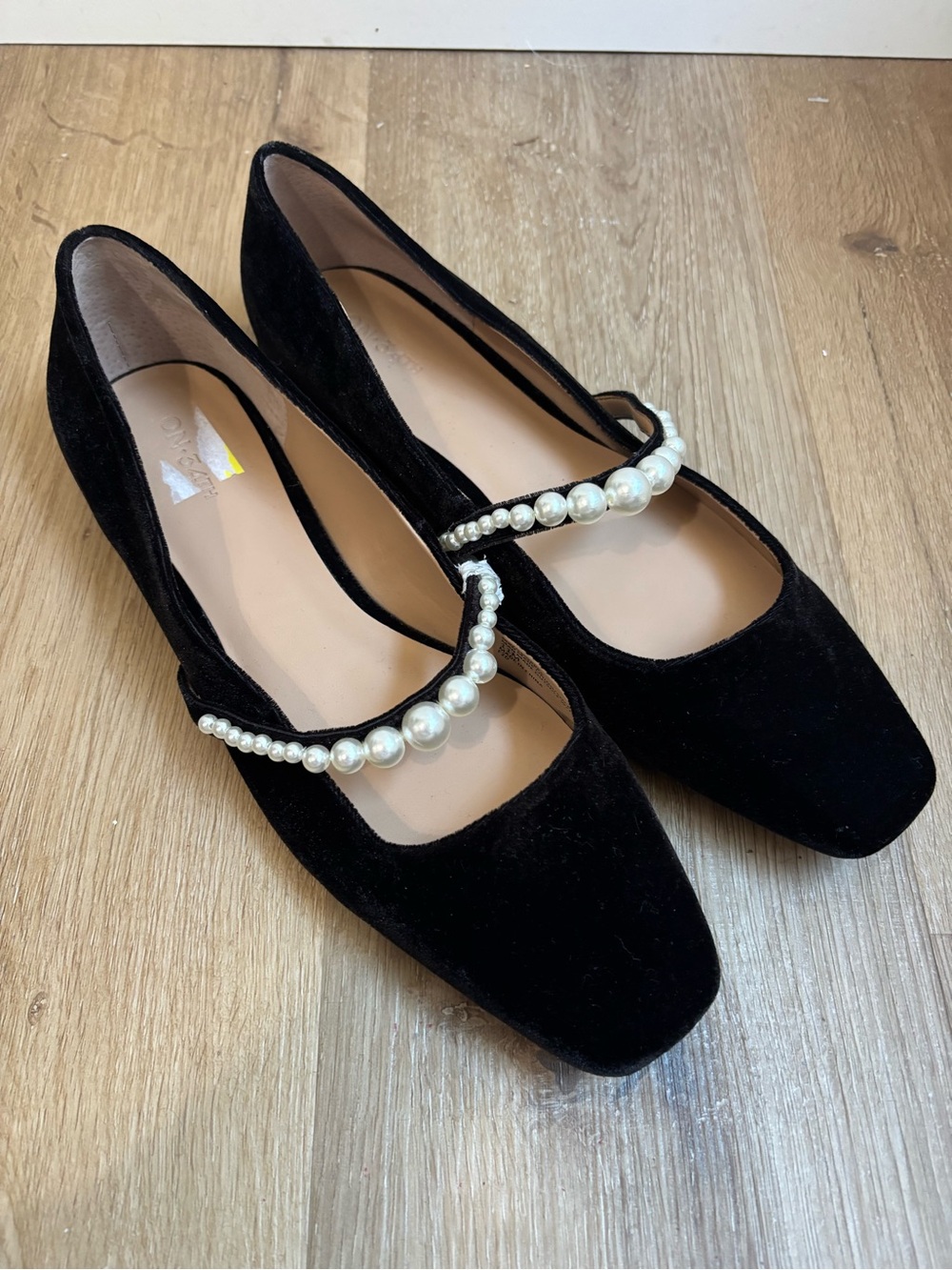 On 34th Sarrya Flats Black Pearl Embellished Mary Jane Flats Womens Size 11